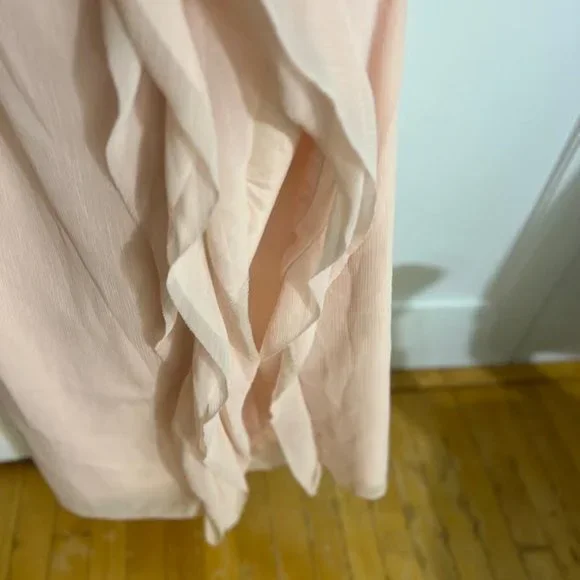 NWT Vera Wang White Pink Chiffon One Shoulder Ruffled Dress - Size 8 - Picture 3 of 11